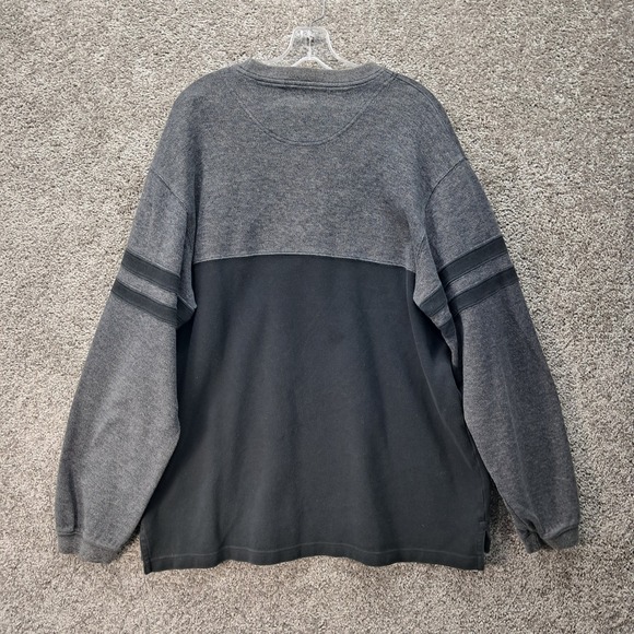 Eddie Bauer Mens Large Tall Grey Black Colorblock Striped Crewneck Sweater - Picture 4 of 8